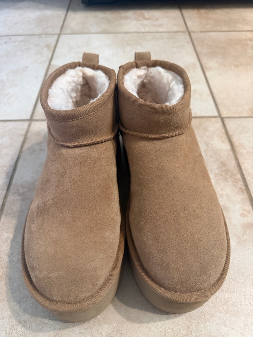UGG Chestnut Mini Platform Tan Suede Boots